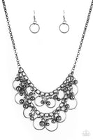Warning Bells - Black necklace Paparrazi Accessories gunmetal