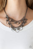 Warning Bells - Black necklace Paparrazi Accessories gunmetal