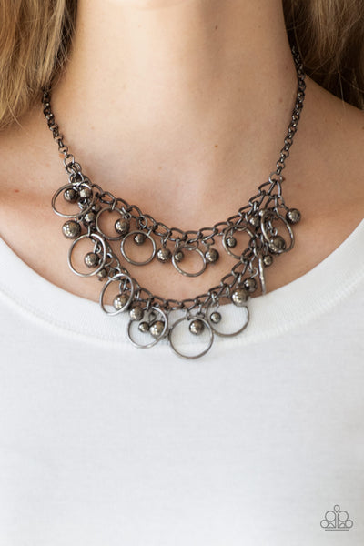 Warning Bells - Black necklace Paparrazi Accessories gunmetal