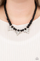 Society Socialite - Black Pearl Bling Necklace Paparrazi Accessories