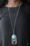 Rural Rustler - Blue Stone Turquoise Long Necklace Paparrazi Accessories