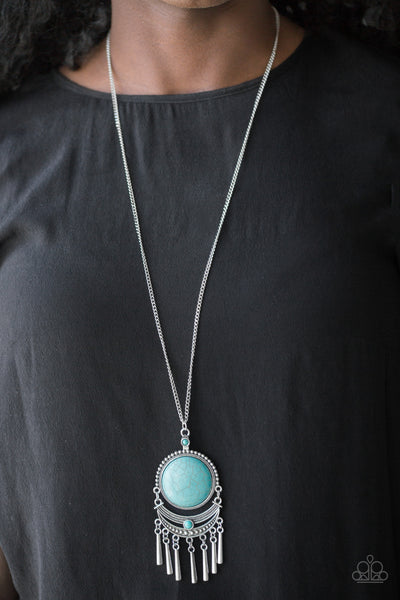 Rural Rustler - Blue Stone Turquoise Long Necklace Paparrazi Accessories