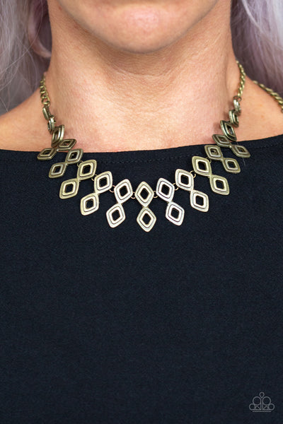 Geocentric - Brass necklace Paparrazi Accessories