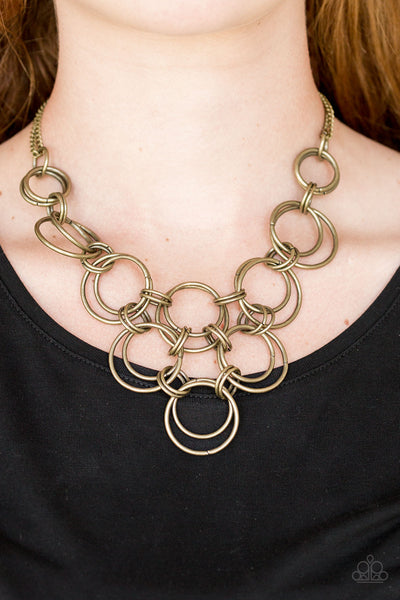 Ringing Off The Hook - Brass Ring necklace Paparrazi Accessories