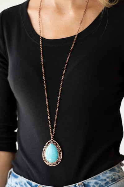 Full Frontier - Copper Turquoise Necklace Paparrazi Accessories