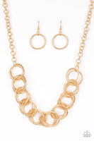 Heavy Metal Hero - Gold Ring Necklace Paparazzi Accessories