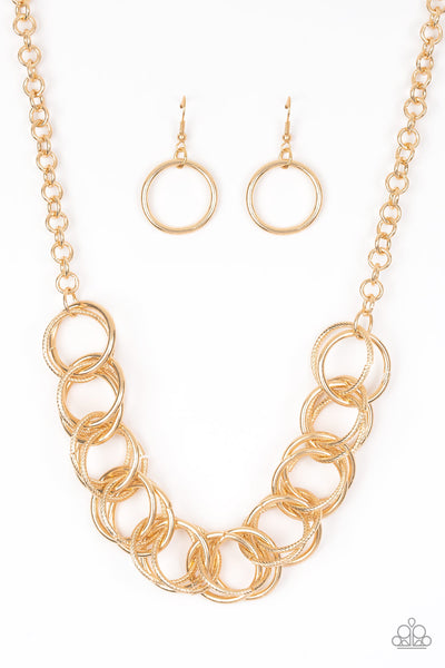 Heavy Metal Hero - Gold Ring Necklace Paparazzi Accessories