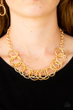 Heavy Metal Hero - Gold Ring Necklace Paparazzi Accessories