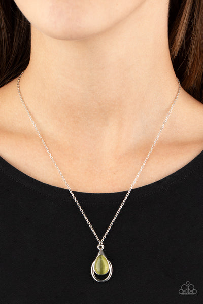 Just Drop It! - Green Teardrop Necklace Paparrazi Accessories