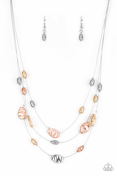 Top ZEN - Multi Copper Gold Silver Necklace Paparazzi Accessories