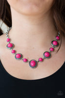 Voyager Vibes - Pink Stone Necklace Paparrazi Accessories