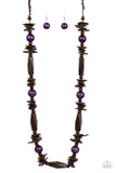 Cozumel Coast - Purple Brown Wood Necklace Paparrazi Accessories