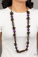 Cozumel Coast - Purple Brown Wood Necklace Paparrazi Accessories
