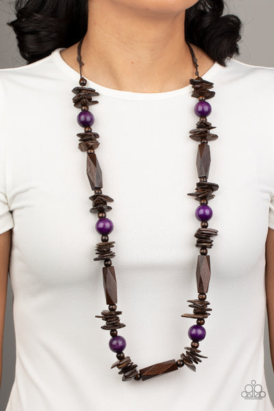 Cozumel Coast - Purple Brown Wood Necklace Paparrazi Accessories