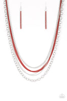 Intensely Industrial - Red Layered Necklace Paparrazi Accessories