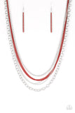 Intensely Industrial - Red Layered Necklace Paparrazi Accessories