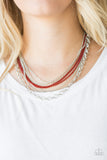 Intensely Industrial - Red Layered Necklace Paparrazi Accessories