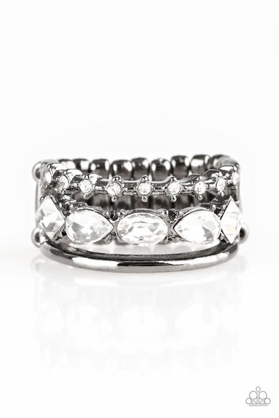 Backstage Sparkle - Black Bling Ring Paparazzi Accessories