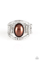 Radiating Riches - Brown Pearl Bling Ring Paparrazi Accessories