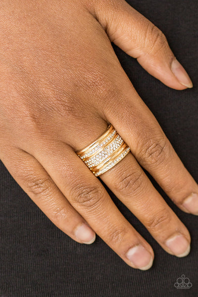 Top Dollar Drama - Gold Bling Ring Paparrazi Accessories