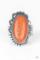 Open Range - Orange Stone Ring Paparrazi Accessories