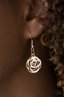 Rosy Rosette - Gold necklace Paparrazi Accessories