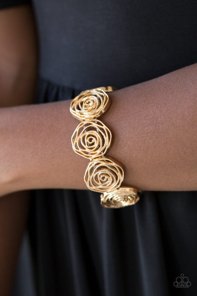 Beat Around The ROSEBUSH - Gold Bracelet Paparrazi Accessories
