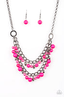 Watch Me Now - Pink Gunmetal necklace Paparrazi Accessories