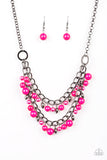 Watch Me Now - Pink Gunmetal necklace Paparrazi Accessories