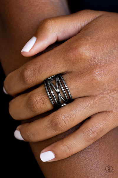 Way Wayward - Black Gunmetal Ring Paparrazi Accessories