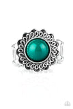 Garden Stroll - Green Silver Ring Paparrazi Accessories