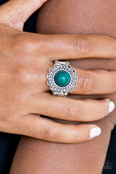 Garden Stroll - Green Silver Ring Paparrazi Accessories
