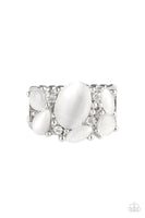 Modern Moonwalk - White Bling Stretch Ring Paparrazi Accessories