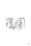 Modern Moonwalk - White Bling Stretch Ring Paparrazi Accessories
