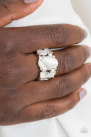 Modern Moonwalk - White Bling Stretch Ring Paparrazi Accessories