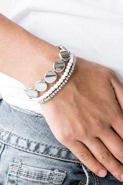 Beyond The Basics - White Paparrazi Accessories bracelets