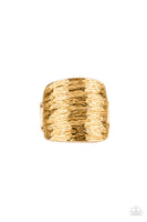 Paleo Patterns - Gold Stretch Ring Paparrazi Accessories