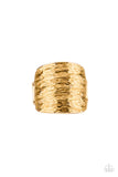 Paleo Patterns - Gold Stretch Ring Paparrazi Accessories