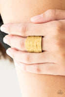 Paleo Patterns - Gold Stretch Ring Paparrazi Accessories