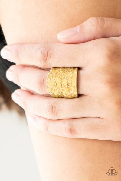 Paleo Patterns - Gold Stretch Ring Paparrazi Accessories