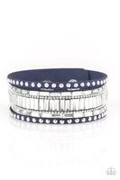 Rock Star Rocker - Navy Blue Bling Wrap Bracelet Paparrazi Accessories