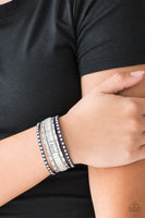 Rock Star Rocker - Navy Blue Bling Wrap Bracelet Paparrazi Accessories