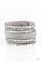 Rhinestone Rumble - Silver Wrap Bracelet Paparazzi Accessories