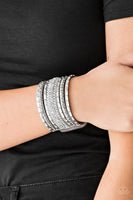 Rhinestone Rumble - Silver Wrap Bracelet Paparazzi Accessories