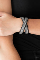 Rock Band Refinement - Black Bling Wrap Bracelet Paparrazi Accessories