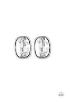 Incredibly Iconic - White bling post earrings Paparrazi Accessories