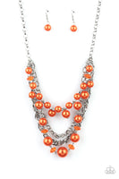 Rockin Rockette - Orange Pearl Necklace Paparazzi Accessories