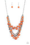 Rockin Rockette - Orange Pearl Necklace Paparazzi Accessories