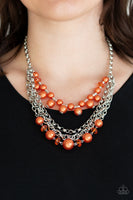 Rockin Rockette - Orange Pearl Necklace Paparazzi Accessories