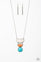 Paparazzi Desert Mason Multi Necklace Long Blue Orange White Rock